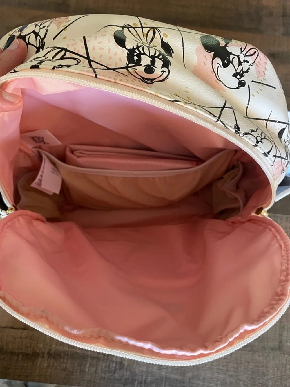 Petunia Pickle Bottom Cream and Pink Minnie Mouse Diaper Backpack